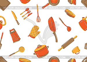 Seamless pattern with kitchen utensils. Cooking - vector image