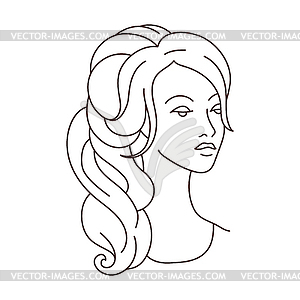 Beautiful young girl with hairdo on head. Image - vector clipart