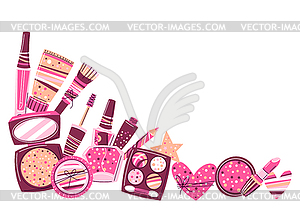 Background with cosmetics for skincare and makeup. - vector clip art