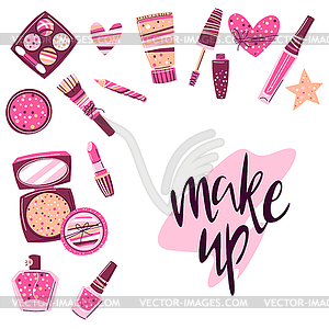 Background with cosmetics for skincare and makeup. - vector clipart