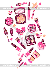 Background with cosmetics for skincare and makeup. - vector image