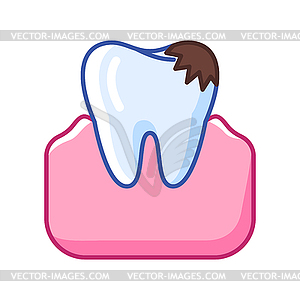 Tooth decay. Dentistry and health care icon. - vector image