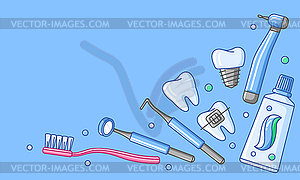 Medical card with dental equipment icons. - vector clip art