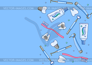 Медицинская карта с иконами стоматологического оборудования. - изображение в векторном виде