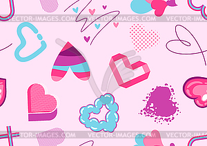 Valentine Day seamless pattern with various - vector clipart