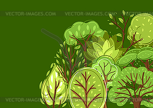 Set of spring or summer abstract stylized trees - vector image