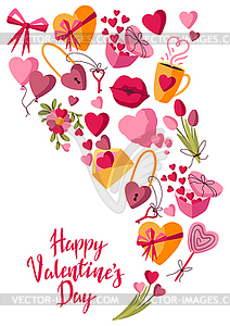 Happy Valentine Day greeting card. Holiday - vector image