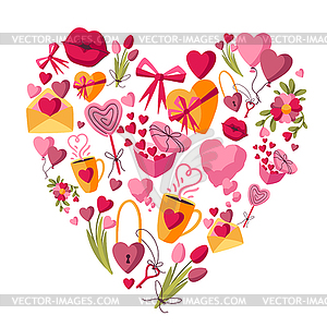 Happy Valentine Day greeting card. Holiday - vector clipart