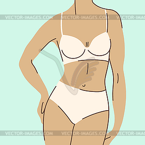 Pretty woman in beautiful lingerie. Bra and - vector clipart