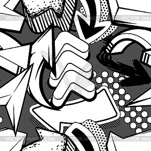 Seamless pattern with abstract graffiti arrows. - vector clipart