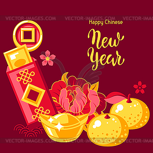 Happy Chinese New Year greeting card. Background - vector clip art