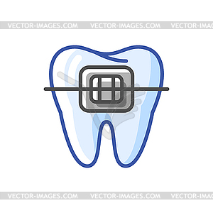 Dental braces. Dentistry and health care icon. - vector image