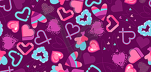 Valentine Day seamless pattern with various - royalty-free vector clipart