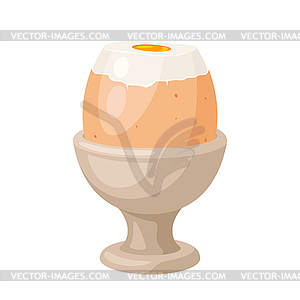 Soft boiled chicken egg in holder. Image for food - vector EPS clipart