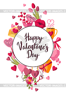 Happy Valentine Day greeting card. Holiday - vector clip art