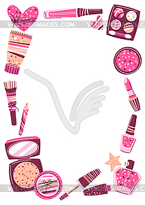 Frame with cosmetics for skincare and makeup. for - vector clip art