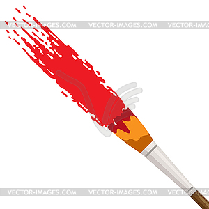 Paintbrush with paint stroke. Painter tool and - vector image