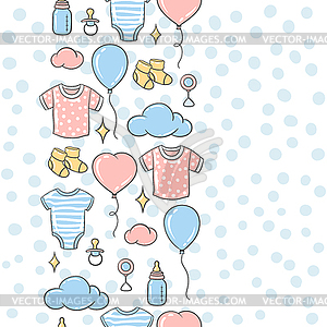 Happy Birthday seamless pattern. Holiday baby showe - vector clipart