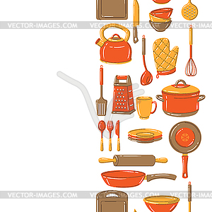 Seamless pattern with kitchen utensils. Cooking - vector clipart