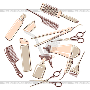 Barbershop background with professional hairdressin - vector clipart