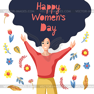 Greeting card for International Womens Day - vector clip art