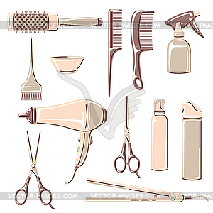 Barbershop set of professional hairdressing tools. - vector image