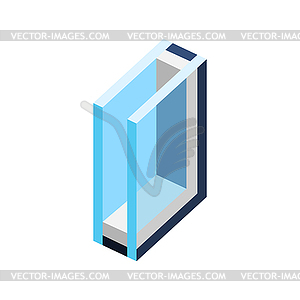 Cross section double glazed window. PVC plastic or - vector image