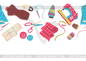 Seamless pattern with needlework sewing items. - vector clip art