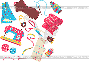 Background with needlework sewing items. - vector clipart