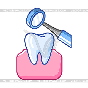 Dental mirror treatment. Dentistry and health care - vector clip art