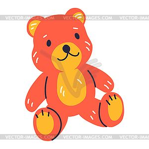 Teddy bear kid toy. Happy childhood symbol. - vector image