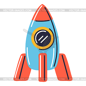 Rocket kid toy. Happy childhood symbol. Playing gam - vector image