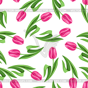 Seamless pattern with tulips flowers. Beautiful - vector clip art