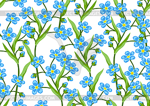 Seamless pattern with forget me not flowers. - vector clipart