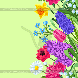 Seamless pattern with spring flowers. Beautiful - vector clipart