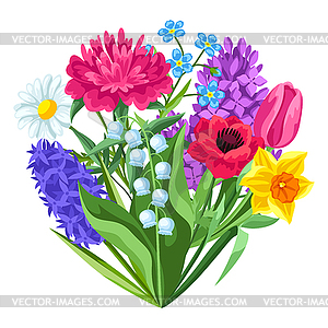 Background with spring flowers. Beautiful decorativ - vector clip art