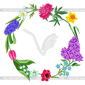 Decorative frame with summer flowers. Beautiful - vector clipart