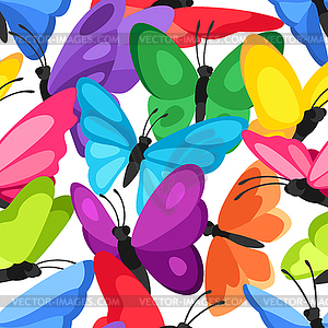 Бесшовный узор с декоративными бабочками. - векторизованное изображение
