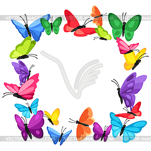 Frame design with decorative butterflies. Colorful - vector image