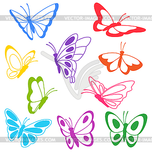 Set of decorative butterflies. Colorful abstract - vector clipart