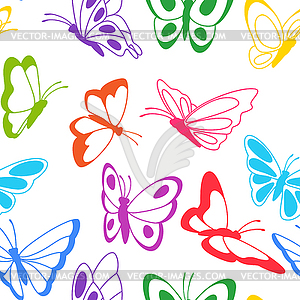 Seamless pattern with decorative butterflies. - vector image