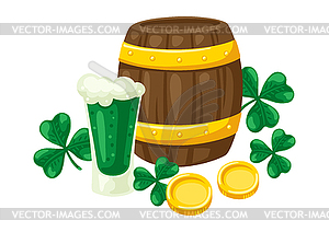 Saint Patricks Day greeting card. Holiday with Iris - vector image