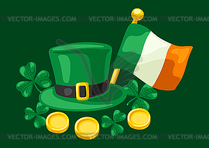 Saint Patricks Day greeting card. Holiday with Iris - vector image