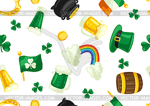 Saint Patricks Day seamless pattern. Holiday with - royalty-free vector clipart