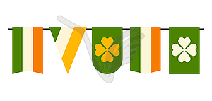 Flags garland with clower. Saint Patricks Day - color vector clipart