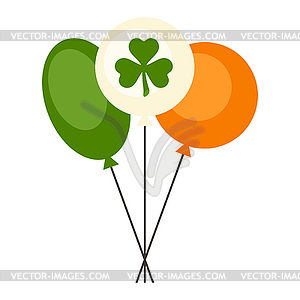 Balloons with clovers in colors of Irish flag. Sain - vector clipart