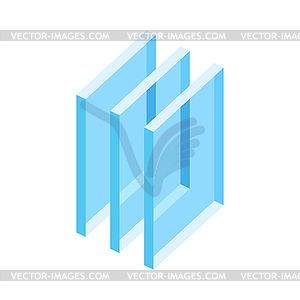 Glass layers. Cross section double glazed window - vector clip art