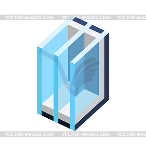 Cross section double glazed window. PVC plastic or - vector image