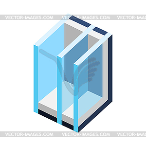 Cross section double glazed window. PVC plastic or - vector clipart