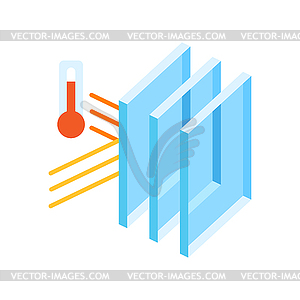 Keeping warm temperature inside house with glass - vector clipart